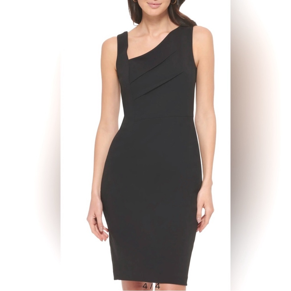 NWT Calvin Klein Asymmetrical Shoulder Sheath Dress - Size 12